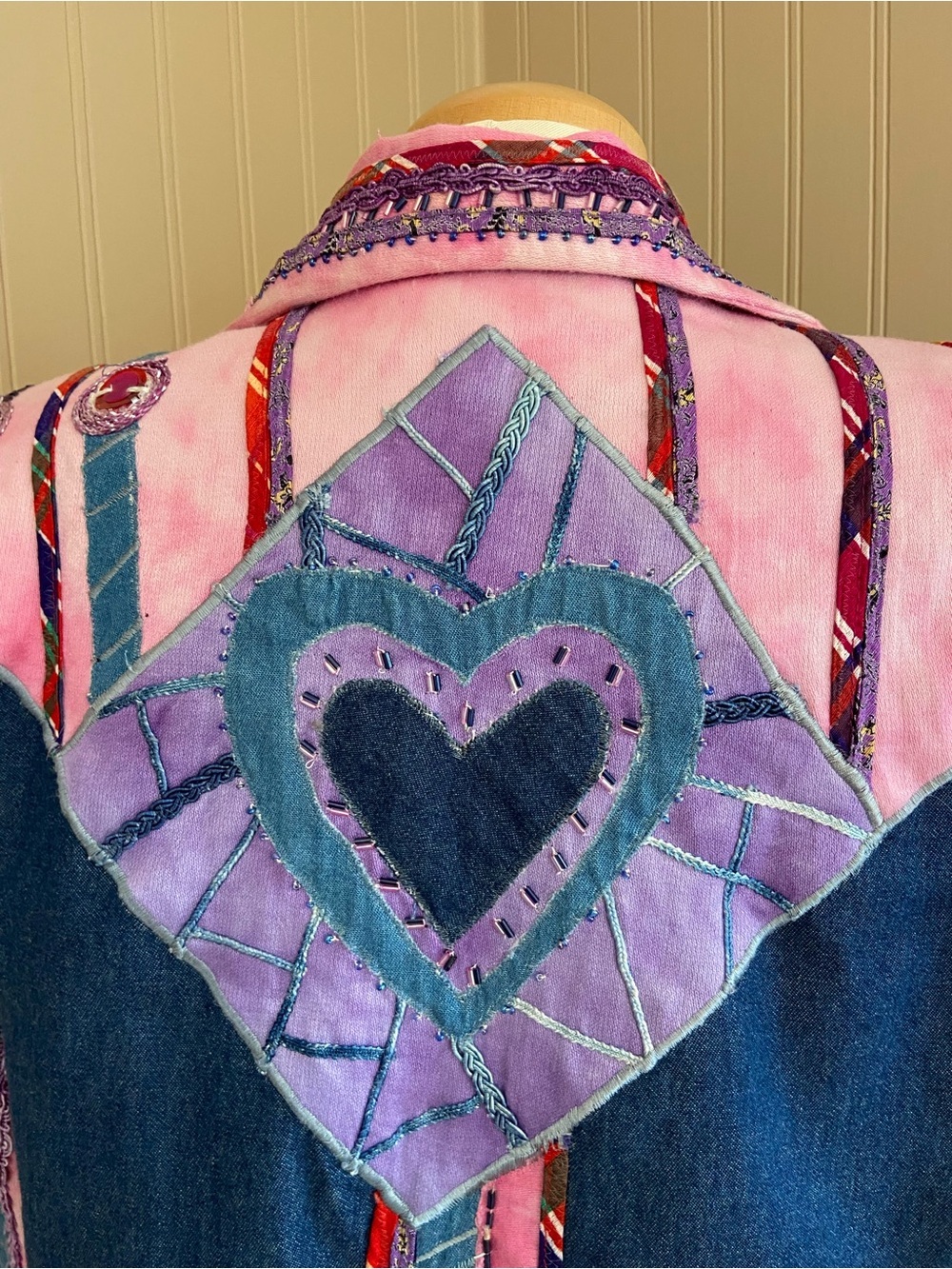 Vintage 1990’s Patchwork Appliqué Eclectic “Art to Wear” Era Jacket Women’s Med - Picture 7 of 10